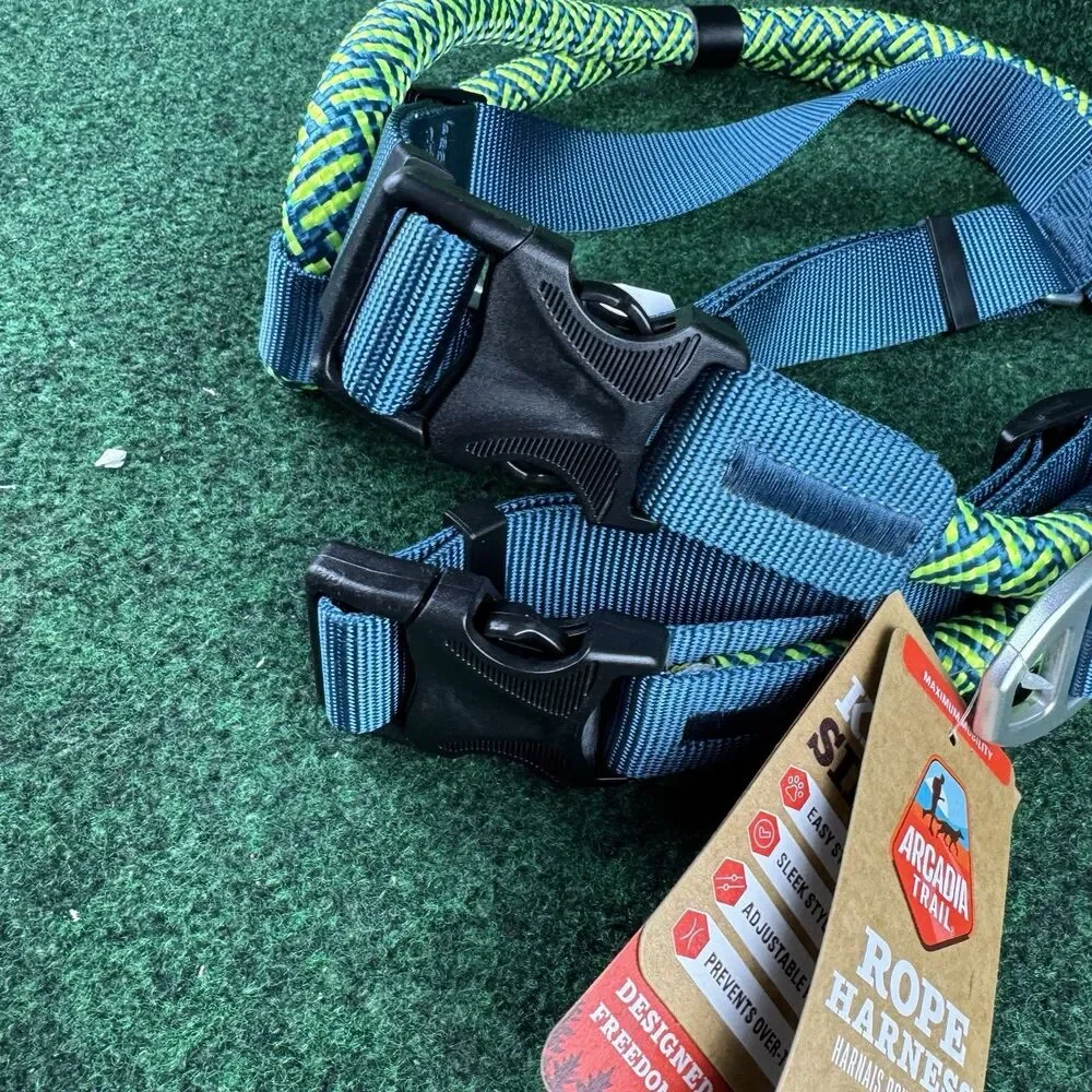 NWT Arcadia Trail XXL Unisex Dog Puppy Rope Harness Green Blue Paracord Outdoor